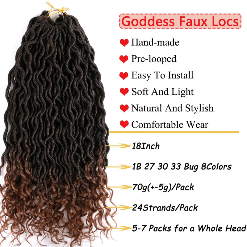 Packs Goddess Faux Locs Crochet - Faux Locs Crochet Braids Synthetic Braids Crochet Hair 24Strands/Pcs