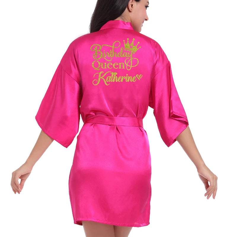 Customized Logo Wedding Date Name Bathrobe Faux Silk Bridal Robe Bride Bridesmaid Wedding Robes Woman Bachelorette Preparewear