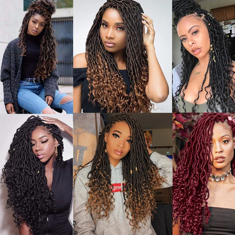 Packs Goddess Faux Locs Crochet - Faux Locs Crochet Braids Synthetic Braids Crochet Hair 24Strands/Pcs